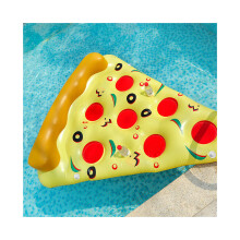 Sillón reclinable inflable de PVC con diseño de pizza flotante para adultos, con drenaje y respaldo plegable