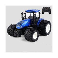 Tractor de aleación con rueda ancha azul, juguete deslizante con control remoto para niños de 46 años, regalo