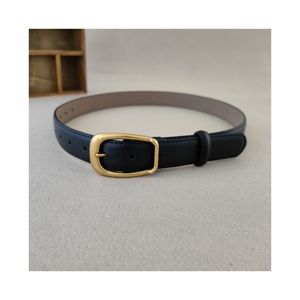 (Black)Ceinture femme style minimaliste ceinture métal boucle carrée robe costume ceinture shapewear