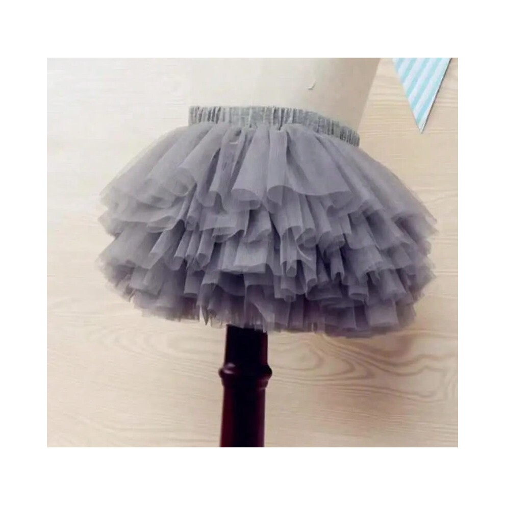 (Grey, 18-24 Months) Little Girls Tutu Skirts Black Fluffy Toddler Tulle Princess Ball Gown Pettiskirt Ballet Dance Kids Party/birthday Skirt 1-7T