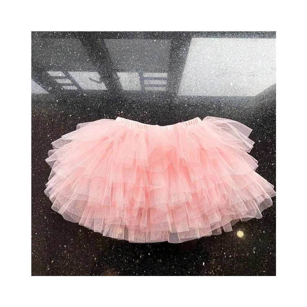 (Pink, 6-7 Years) Little Girls Tutu Skirts Black Fluffy Toddler Tulle Princess Ball Gown Pettiskirt Ballet Dance Kids Party/birthday Skirt 1-7T