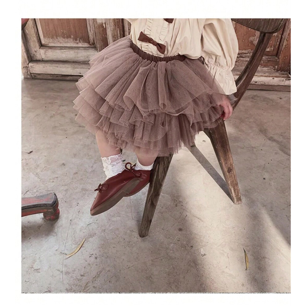 (Coffee, 3-4 Yeas) Little Girls Tutu Skirts Black Fluffy Toddler Tulle Princess Ball Gown Pettiskirt Ballet Dance Kids Party/birthday Skirt 1-7T