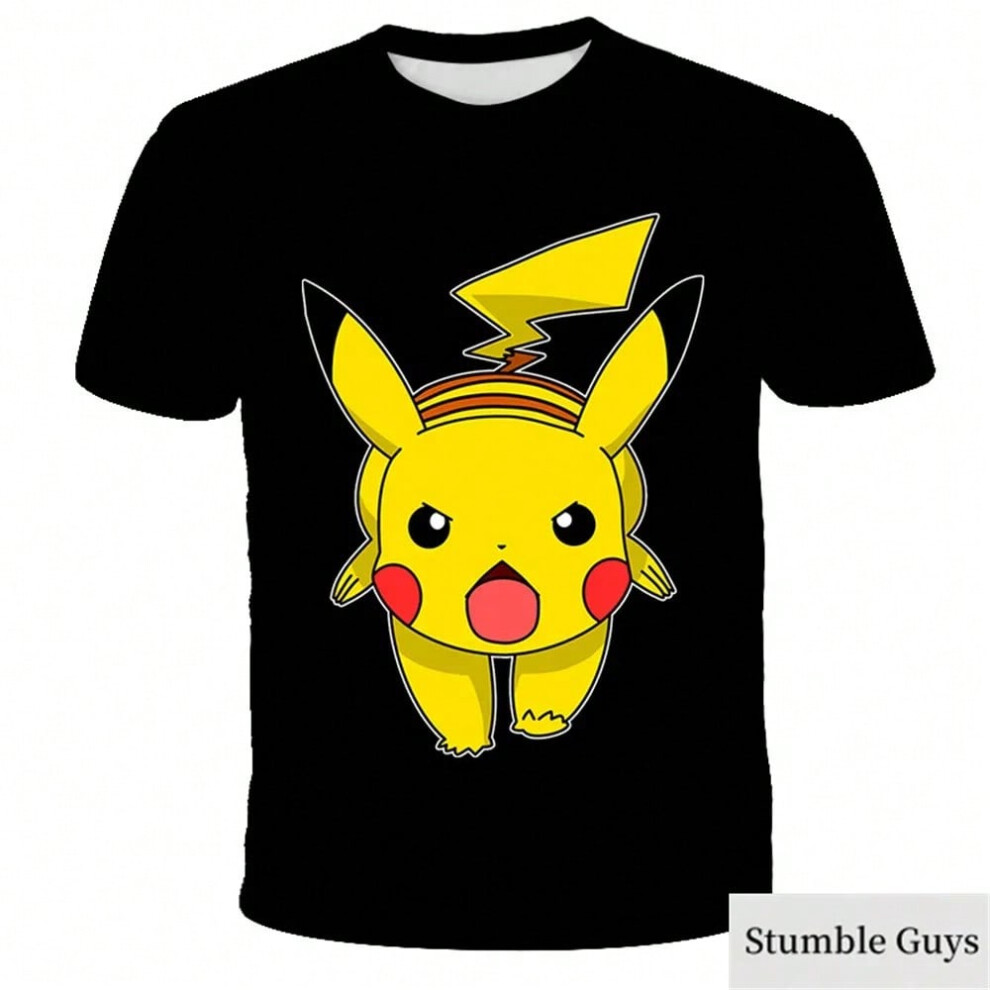(19, 150) Pokemon Tshirt Kids Costume Summer New Boys And Girls 3D Printing Pikachu T-shirt For Children Street Sports Casual Teen Tops