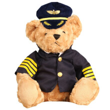 (Planecaptain,30CM)Peluche ours en peluche pilote aviation modèle poupée peluche Noël enfants