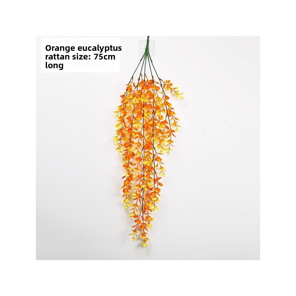 (Orange)Fausse canne à eucalyptus plantes vertes décoration murale pour intérieur extérieur décoration événement