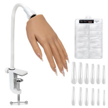 (Camel, 1 Box) Practical Silicone Fake Hand Model, Nail Practice Hand Model Kit, Nail Art Training Practice Hand Model, Manicure & Pedicure Tools