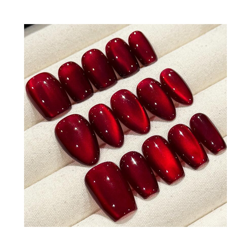(Mid Coffin, XS) Red Wine, Handmade Press On Nails, Salon Acrylic Gel quality, 10pcs, False Nails