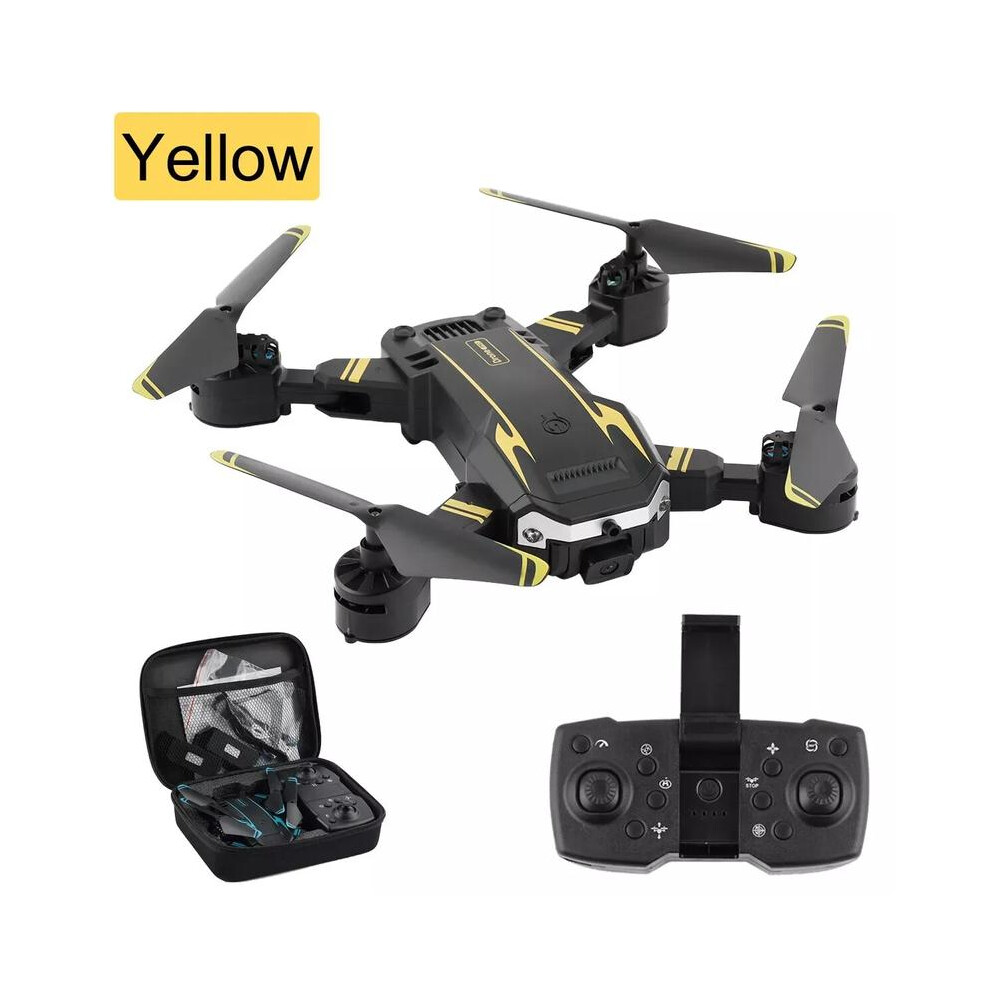 (Yellow) 8K Hd Drone Dual Camera Wifi Fpv Gps Foldable Selfie Rc Quadcopter +4 Batteries Portable Automatic Yellow 4761048884293