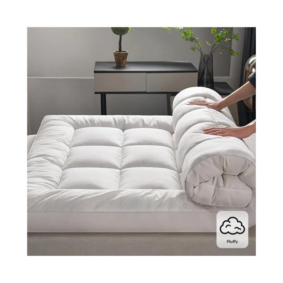 (King Size Topper(152 X 200 Cm)) Extra Thick Mattress Topper 10cm Deep Hotel Quality Thickness With Elasticized CornersSoft & Comfy Box Stitched Hotel