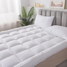 (Single) Bed Mattress Topper UK - 5cm Thick Foam Quilted Topper with Elastic Bands and Hollow Fiber Filling