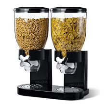 (Default) Kids Double Cereal Dispenser Kitchen Dry Food Storage Plastic Container Bowl Machine Utensils Pasta Porridge
