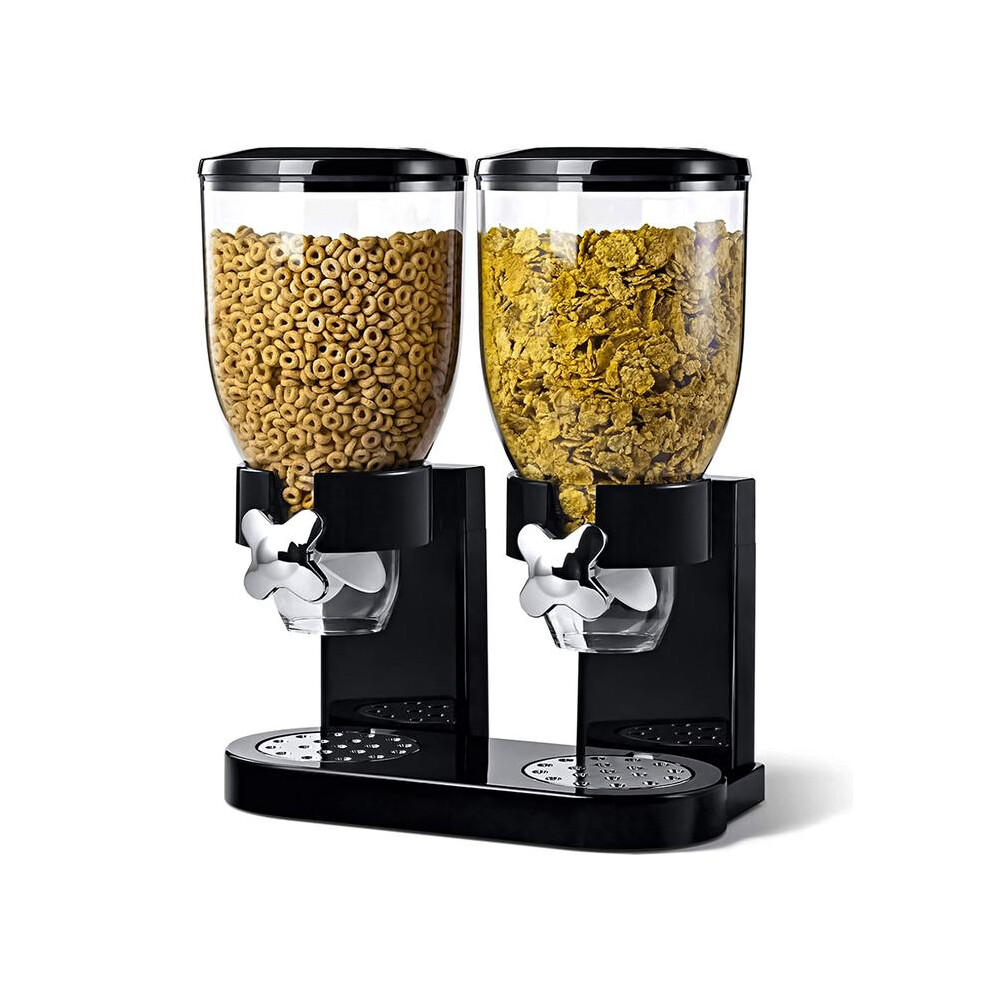 (Default) Kids Double Cereal Dispenser Kitchen Dry Food Storage Plastic Container Bowl Machine Utensils Pasta Porridge