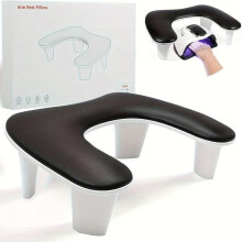 (Black, one-size) U Shape Nail Arm Rest, Breathable Nails Cushion Hand Holder, Manicure Armrest Portable for Acrylic Nails, Salons Personal Use