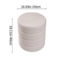 (White) Tufted Round Channel Stool with Upholstered in Teddy Bear Fur Fabric Dressing Table Stool - White/Grey/Green
