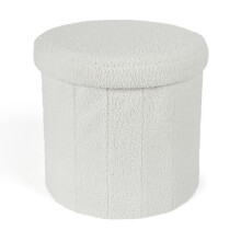 (White, Cube) Folding Ottoman Storage Box Footstool Space Saving Seat