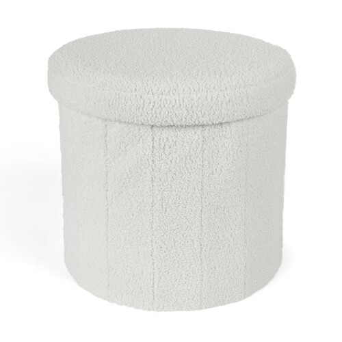 (White, Cube) Folding Ottoman Storage Box Footstool Space Saving Seat