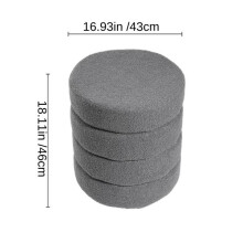 (Grey) Tufted Round Channel Stool with Upholstered in Teddy Bear Fur Fabric Dressing Table Stool - White/Grey/Green