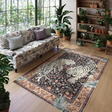 (Red Tiger, 120x160cm-3.93x5.24ft) Tiger Pattern Area Rug, 1 Count Non-slip Washable Floor Mat, Decorative Carpet for Home Living Room Bedroom Study Room Hotel