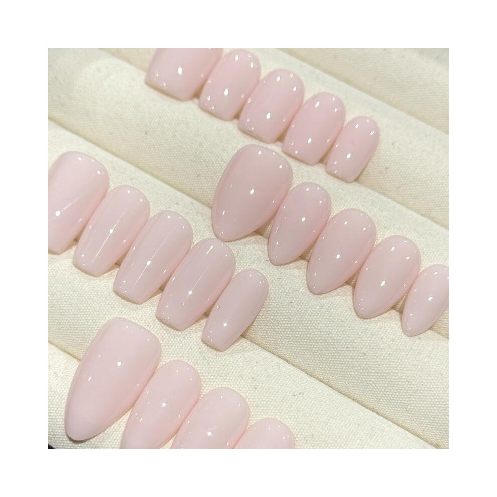 (Mid Coffin, XS) Milky Pink, Handmade Press On Nails, Salon Acrylic Gel quality, 10pcs, False Nails