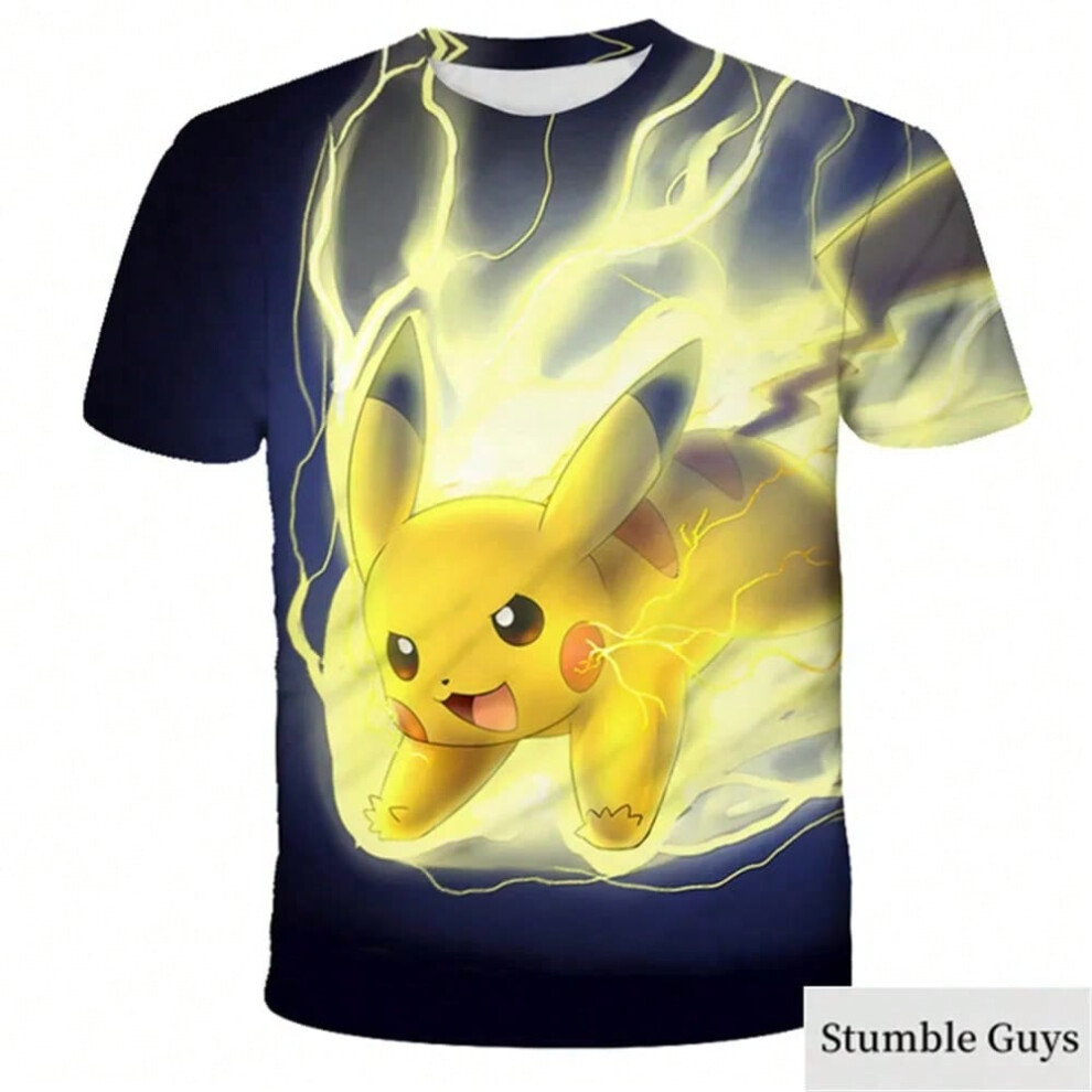 (15, 160) Pokemon Tshirt Kids Costume Summer New Boys And Girls 3D Printing Pikachu T-shirt For Children Street Sports Casual Teen Tops