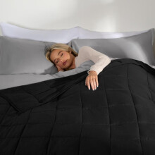 (Black, 125 x 180cm: 6kg) Brentfords Weighted Blanket Sensory Sleep Therapy Anxiety Adults