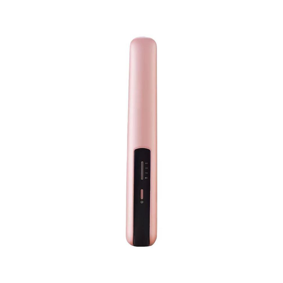 (pink) Cordless Hair Straightening Iron, Portable Heated Hair Straightener