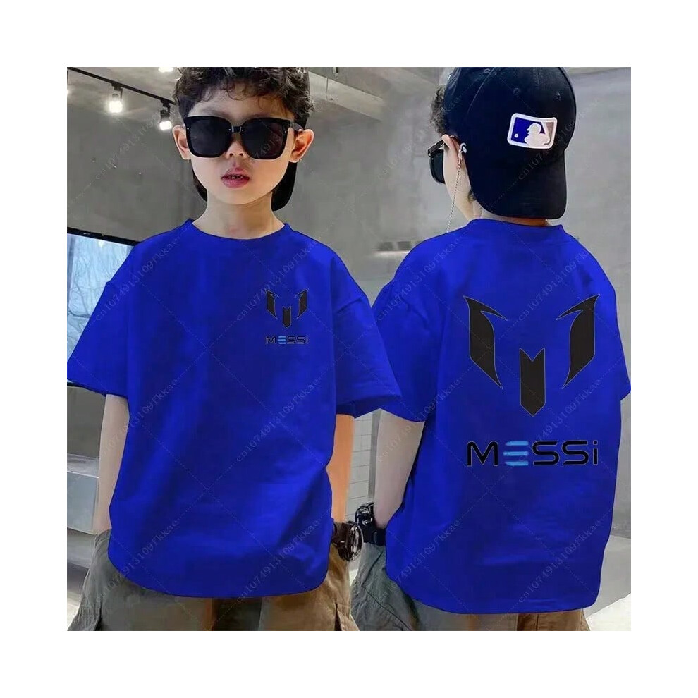 (9, 5T) Ronaldo Football Star Printed Children's Clothing Kids Summer Short-sleeved Boys Girls Black Cotton T-shirt Sportswear Tops Teen