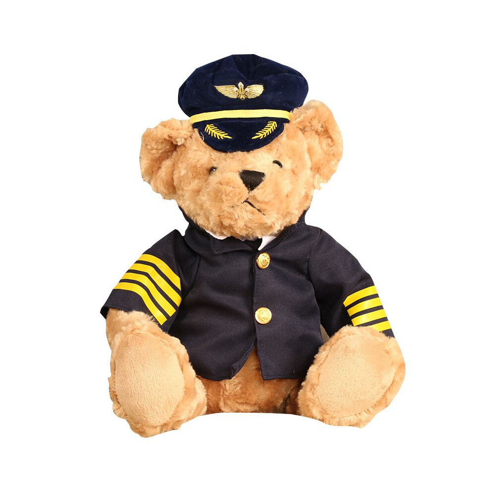 (Planecaptain,30CM)Teddy Bear Plush Toy Pilot Aviation Model Doll Plush Toy Christmas Childrens