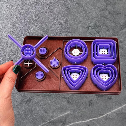 Diy Symmetrically Designed Clay Covered Button Making Tool Kit With Small Decorative Ornaments 2