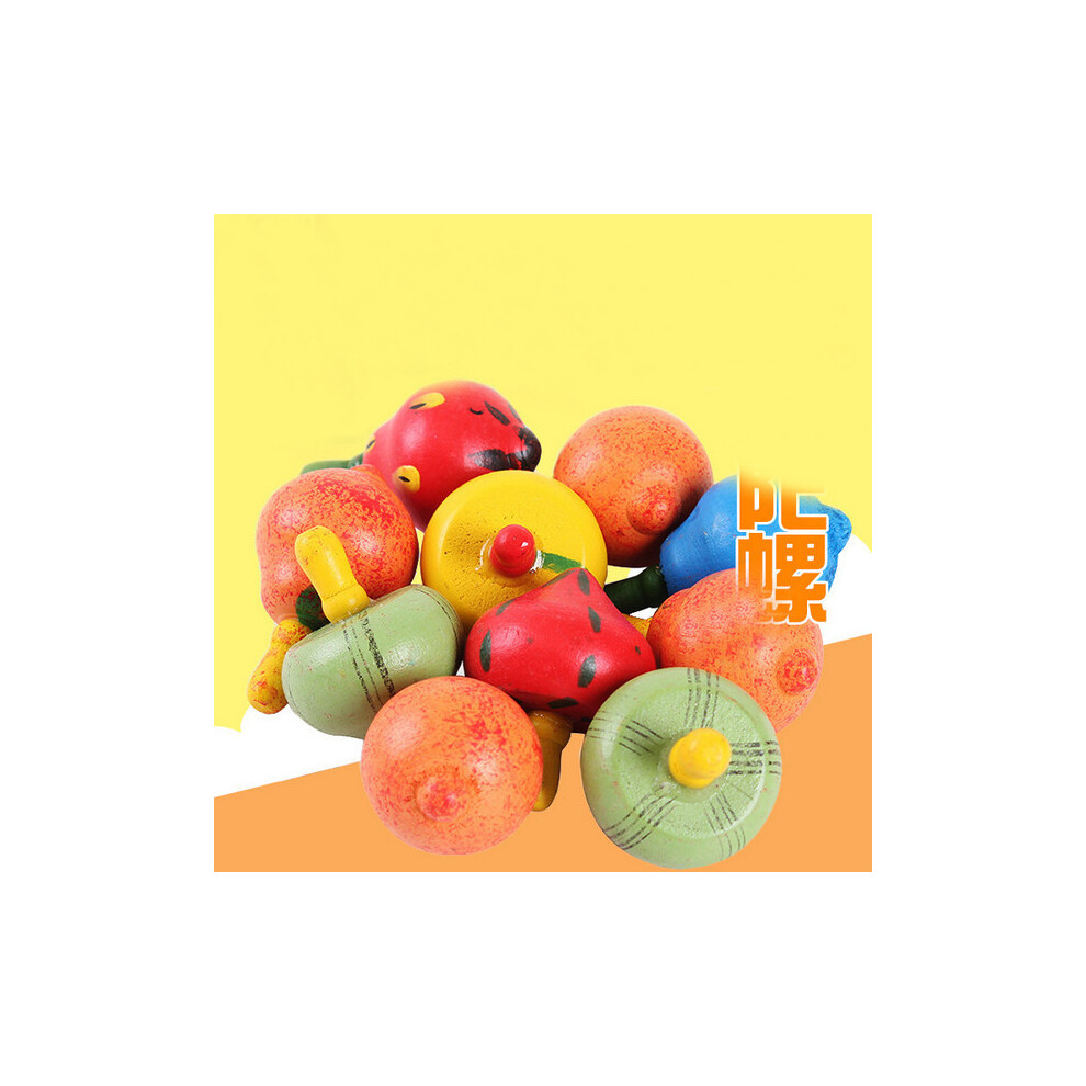 (10 fruits aléatoires) 10 pièces enfants mini fruits colorés jouets gyroscopiques en bois pour enfants soulagement