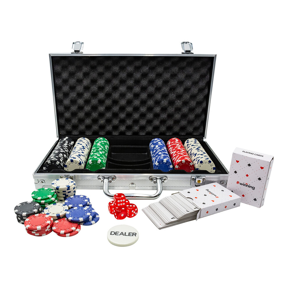 Coffret de poker 300 pièces gagnant, jetons inclus - Édition professionnelle
