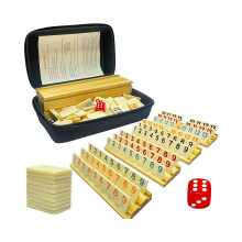 (106 tessere 4 vassoi) 1 set di gioco Rummy Cube edizione standard - 106 tessere con 4 supporti in legno, custodia