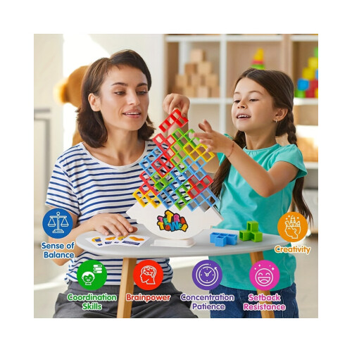 (24 blocchi) Tetra Tower Balance Stacking Blocks Gioco da tavolo, gioco di equilibrio 2