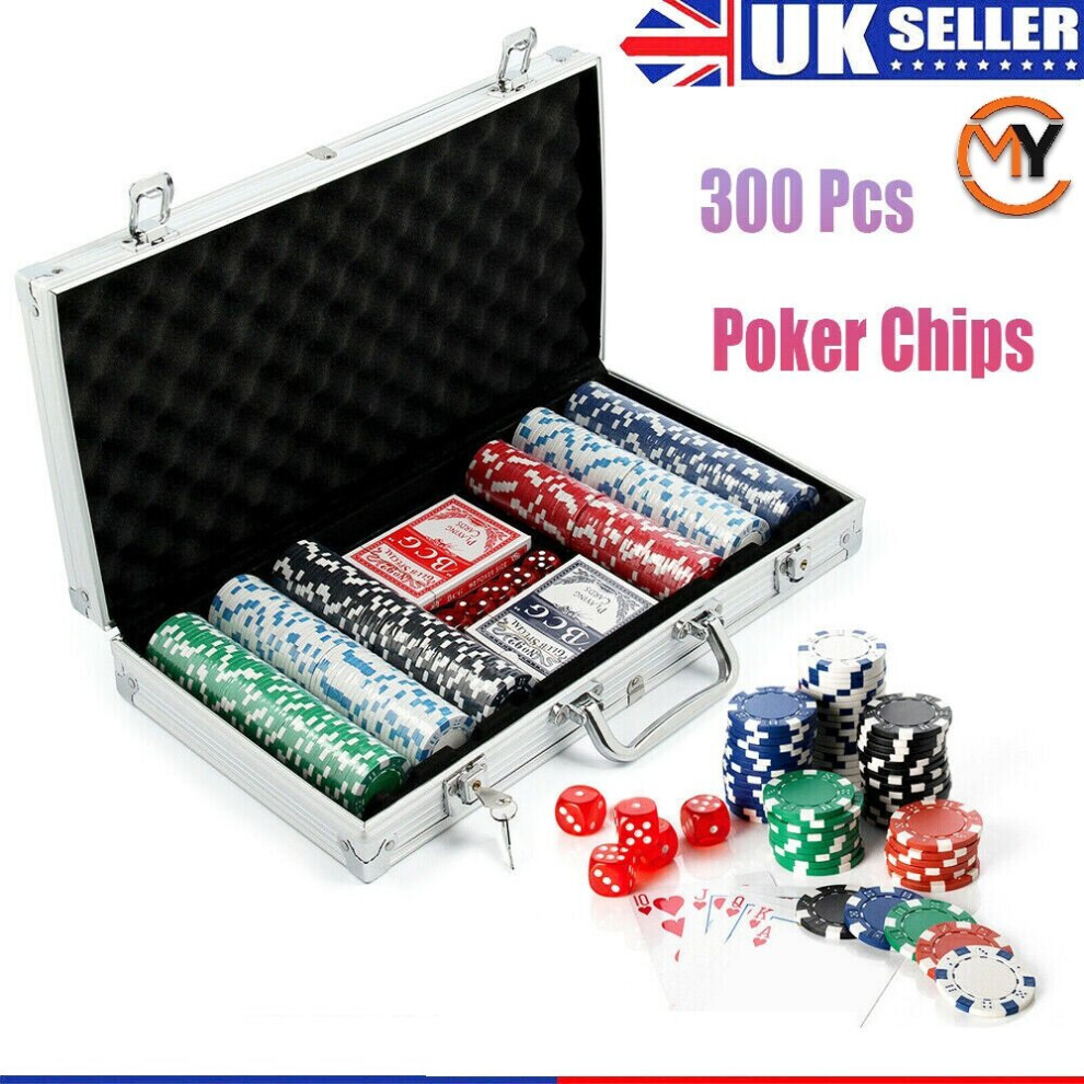 (300 pièces) Coffret de poker CMY 500 300 pièces Hold'em Casino Game UK