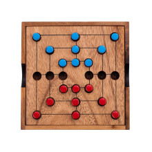 350270 - Gioco da tavolo ecologico in legno "Morris dei nove" - gioco da viaggio - 13,8 x 13,8 x 3 cm - 2 giocatori