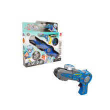 (Azul) Conjunto de lançador de liga com giroscópio giratório emissor de luz e disco de batalha, brinquedo