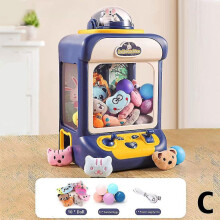 (C) Automatische poppenvangmachine voor kinderen Mini-cartoonspel Klauwkraanmachines met lichte muziek voor kinderen