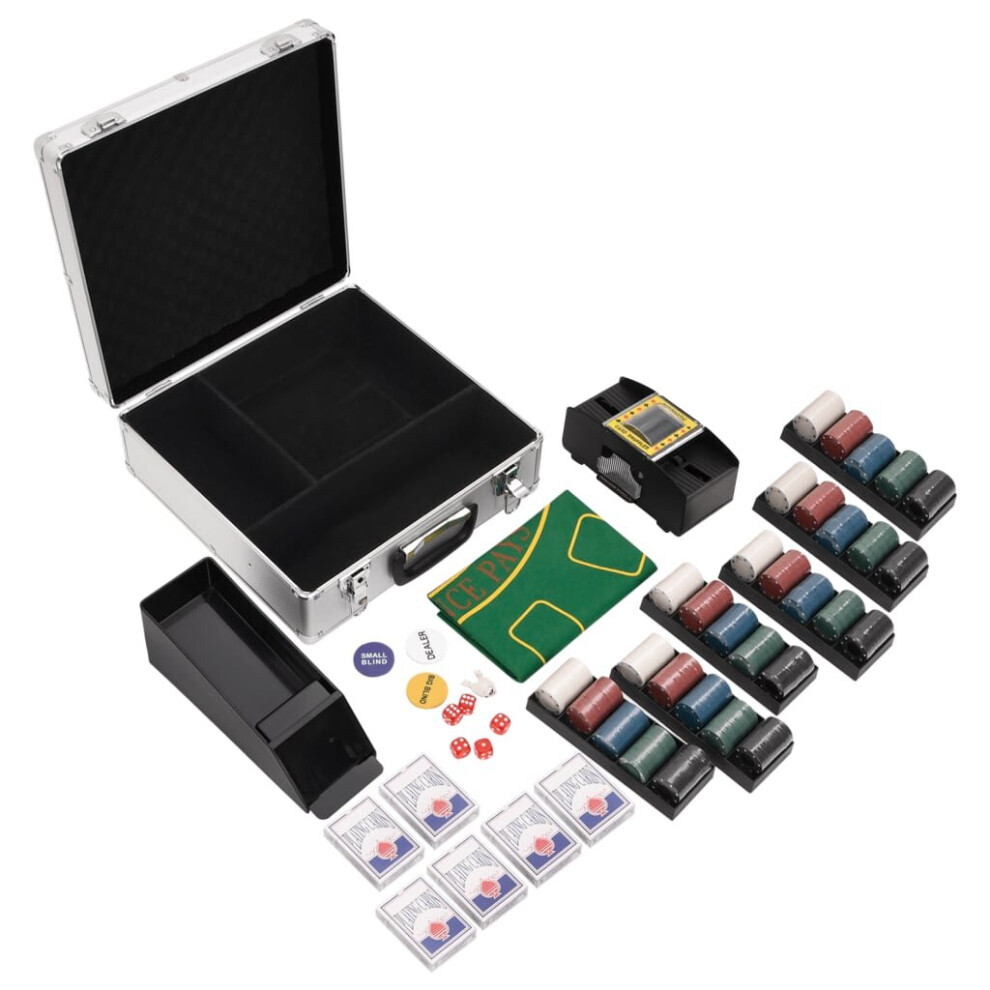 (Jeton (4 g), 600 pièces) vidaXL Jeu de jetons de poker Jeu de poker 2 jeux de cartes Sabot de cartes Mélangeur