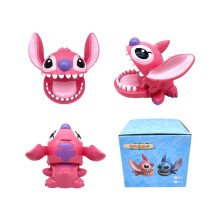 (Ángel) Gran juego de mordida de dedo de Lilo Stitch rosa y azul con boca grande, juguete complicado de regalo