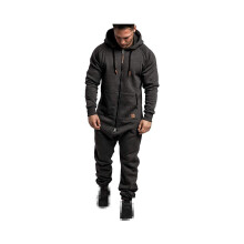 (Grigio scuro, 3XL) Tuta sportiva da uomo con cappuccio e tuta sportiva da palestra