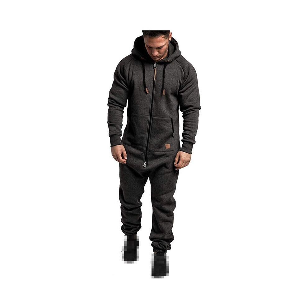 (Gris foncé, 3XL) Combinaison de sport à capuche pour homme