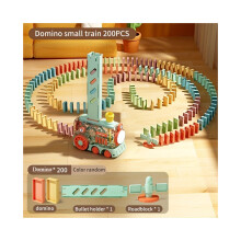 (Set da 200 pezzi di Domino Car Green) Blocchi da costruzione automatici con luci brillanti e colorate, giocattoli
