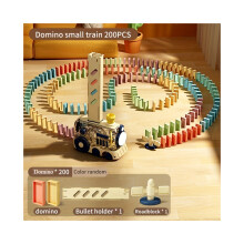 (Set da 200 pezzi di Domino Car Yellow) Blocchi da costruzione automatici con luci brillanti e colorate, educativi