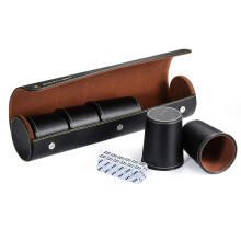 Conjunto de copos de dados de couro X SIM FITNESSX, 5 copos de dados de couro preto + 25 dados + estojo
