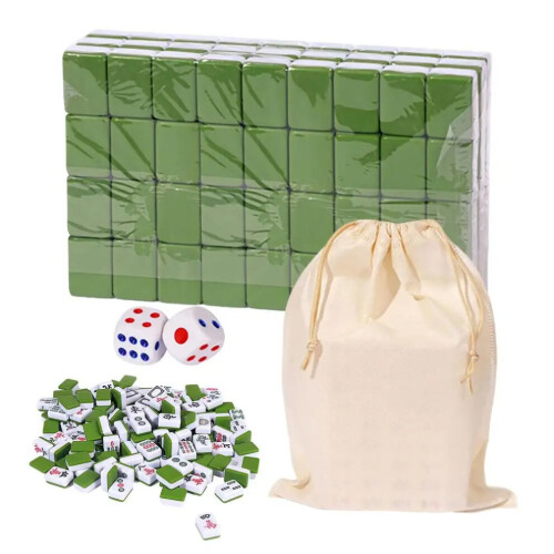 (Verde) Set da gioco da tavolo portatile Mahjong 1