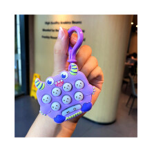 (Violet) Porte-clés Mini Monster Whackamole en caoutchouc souple, cadeau amusant pour les étudiants et les enfants,