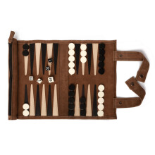 Set da backgammon Sondergut da viaggio - arrotolabile portatile in vera pelle scamosciata