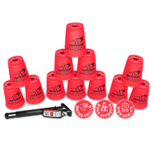 Speed Stacks | Conjunto Oficial de Empilhamento Esportivo Rosa - 12 Copos e Haste de Apoio | Materiais