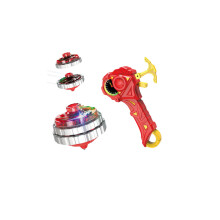 (Vermelho) Brinquedos iluminados de liga Burst Catapulta giratória de longa duração Giroscópio de batalha