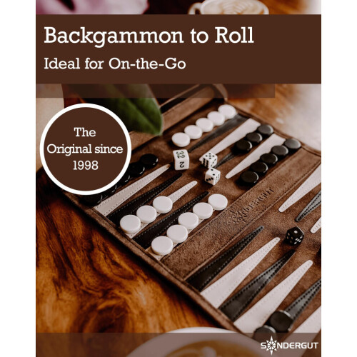 SONDERGUT - Backgammon - Reis Backgammon Set - Echt Leer (Mocha) (Mocha) 1